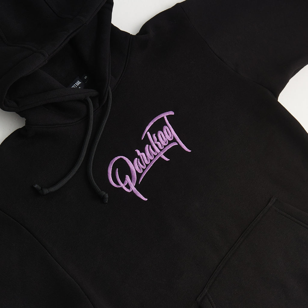 Parakeet Rail Purple Tag Hoodie in Black