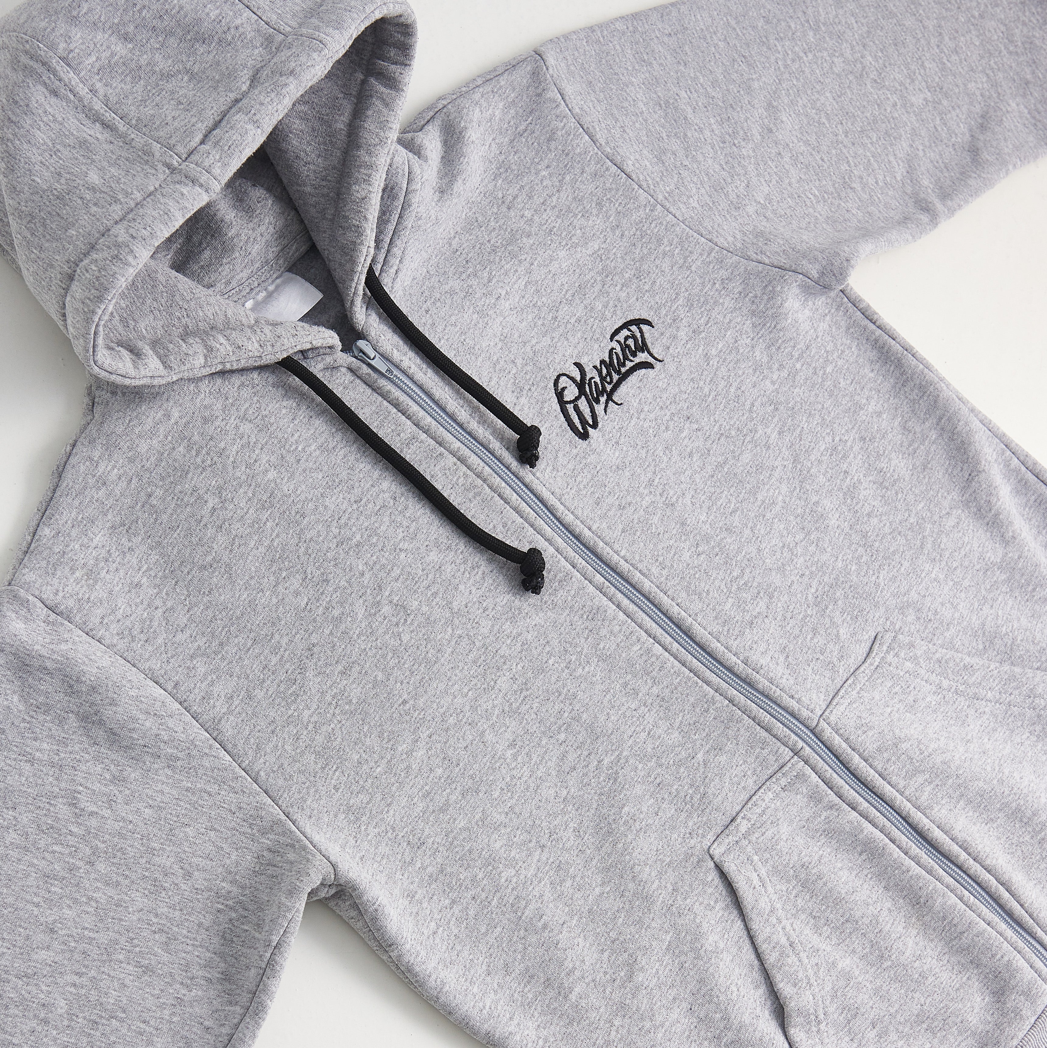 Parakeet Rail Tag Zip Hoodie in Grey