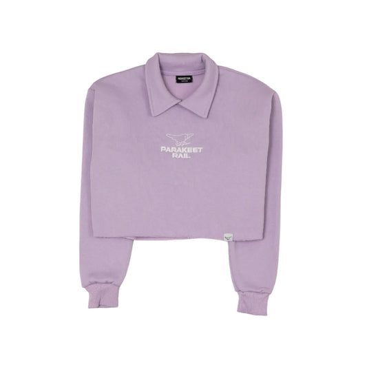 Parakeet Rail's pink crop top shown from the front.